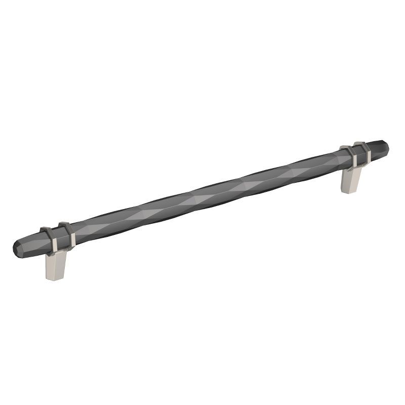 12.5'' Brushed Nickel and Black Modern Cabinet Bar Pull