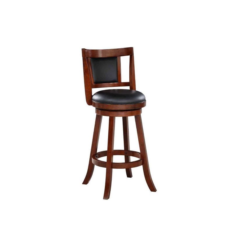 Avianna 29" Cherry Swivel Bar Stool with Leather Seat