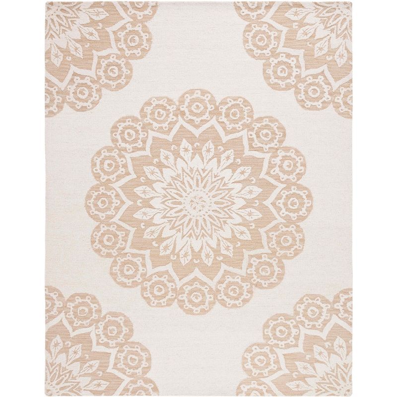 Handmade Tufted Brown Floral Wool Cotton 8' x 10' Rug