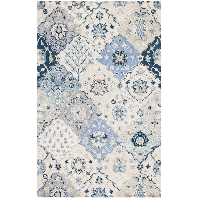 Blue and Beige Hand-Tufted Wool 6' x 9' Area Rug