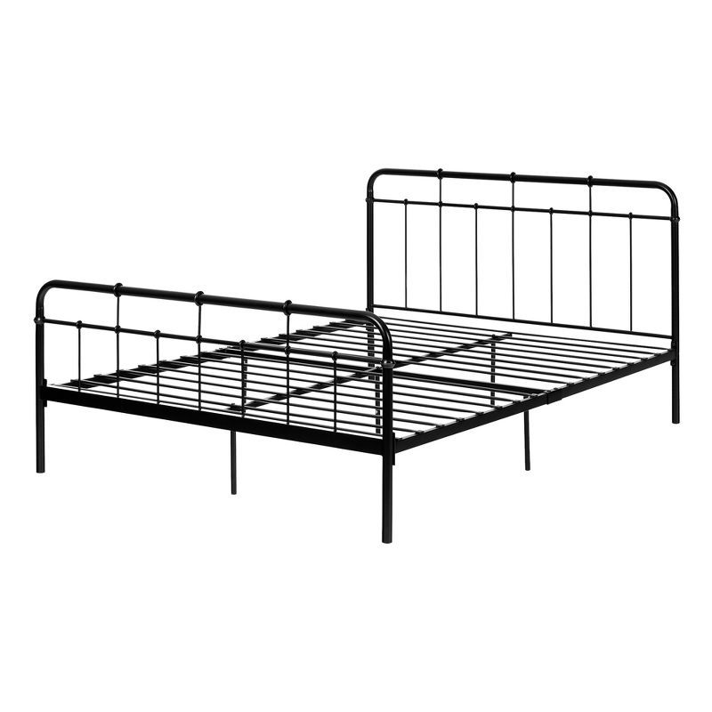 Black Metal Queen Platform Bed with Headboard and Footboard