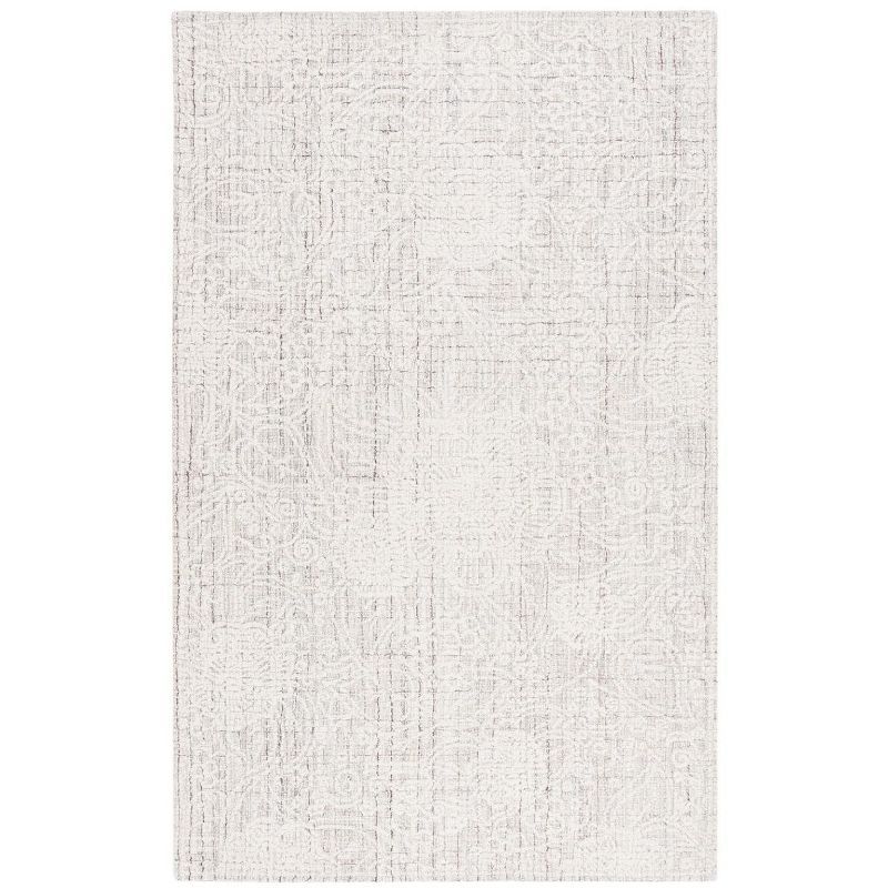 Gray Hand-Tufted Wool Rectangular Area Rug 4' x 6'