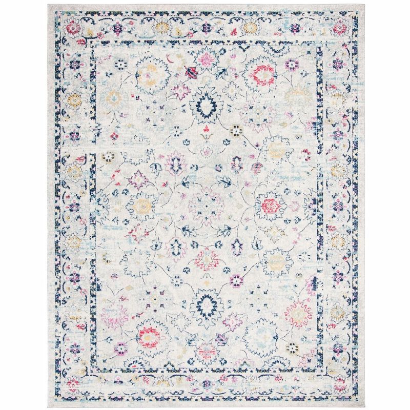 Light Grey and Fuchsia 8' x 10' Hand-knotted Synthetic Rug