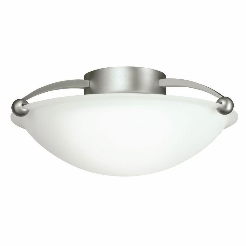 15" Brushed Nickel Semi-Flush Ceiling Light with Etched Glass Shade