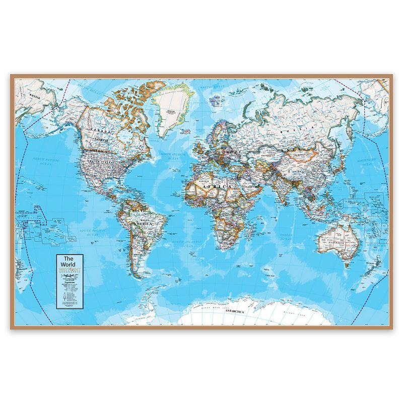 Contemporary Laminated World Map Poster for Kids