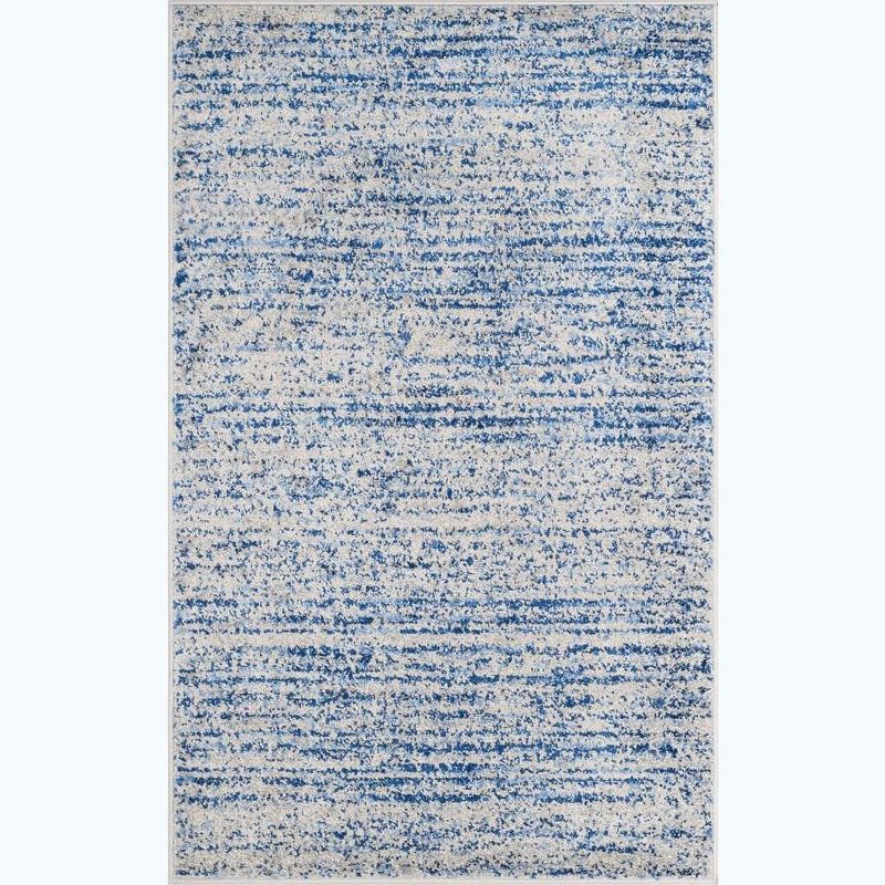 Blue and Silver Hand-Knotted Synthetic Area Rug, 3' x 5'