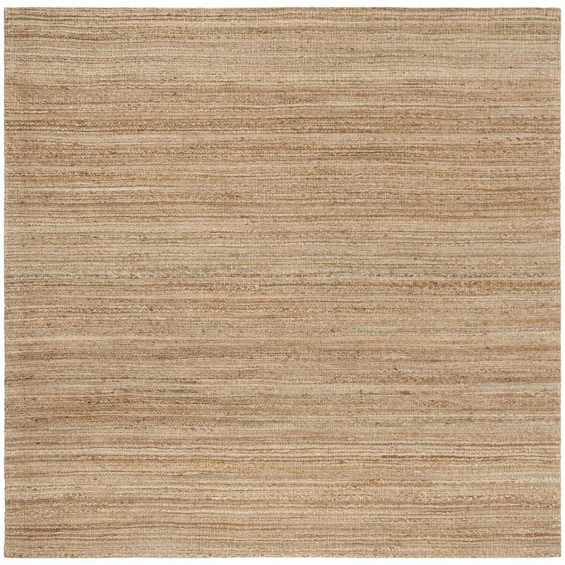 Natural Handwoven Cotton Stripe Square Area Rug