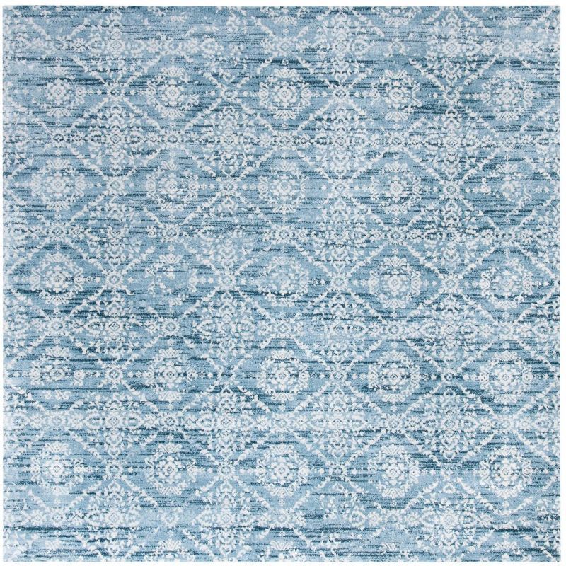 Isabella Denim Blue and Ivory Synthetic Square Area Rug