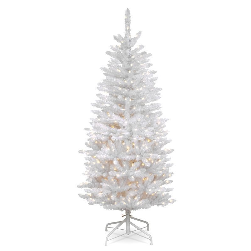 Slim White Prelit Fir Christmas Tree with Clear Lights