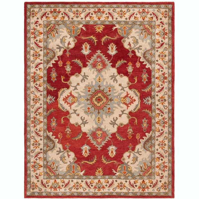 Red and Grey Handmade Wool Tufted 4' x 6' Area Rug