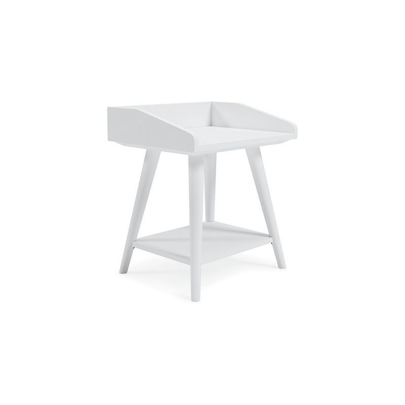 Crisp White Transitional Wood Accent Table with USB Chargers