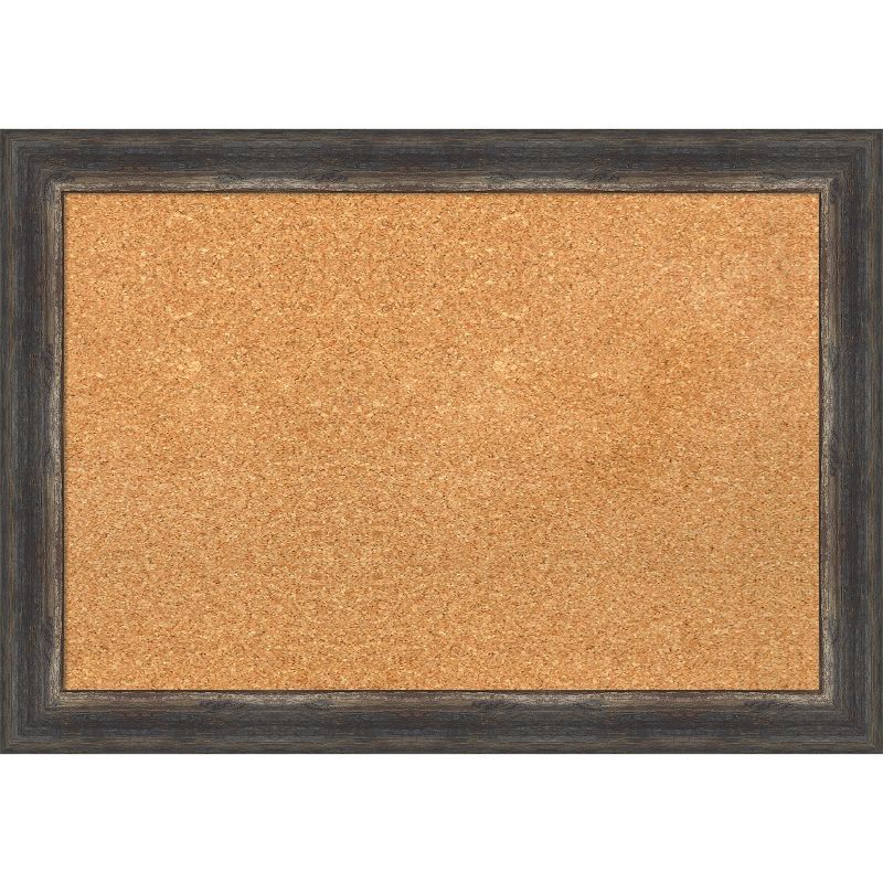 Natural Cork Board with Rustic Charred Wood Frame