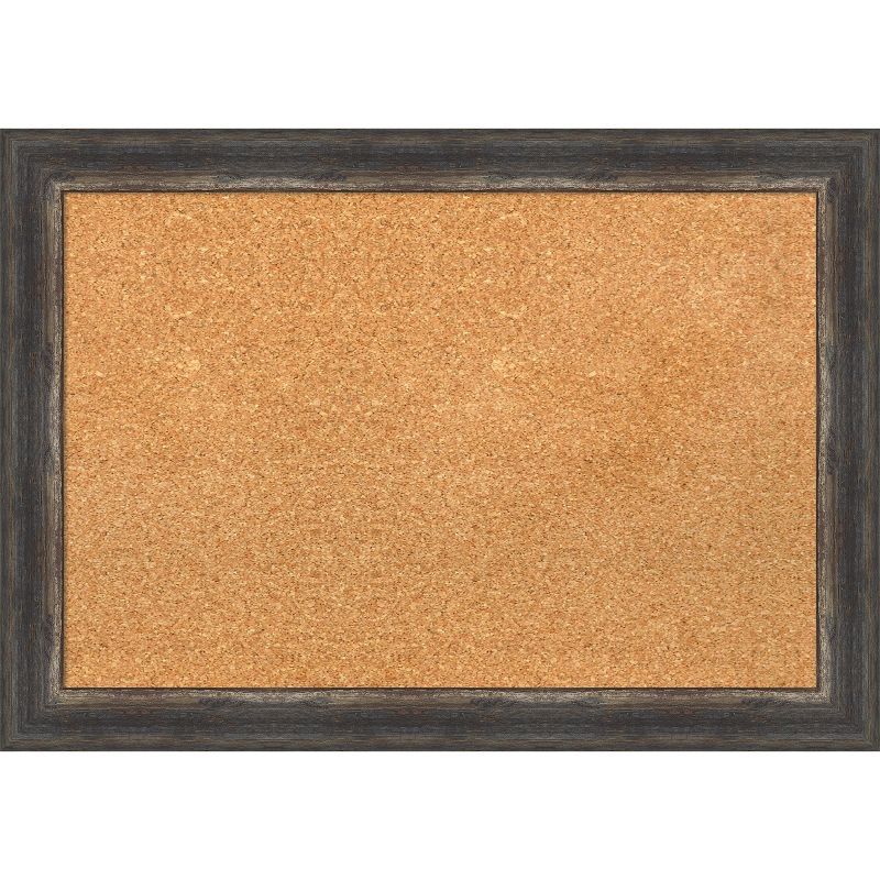 Natural Cork Board with Rustic Charred Wood Frame