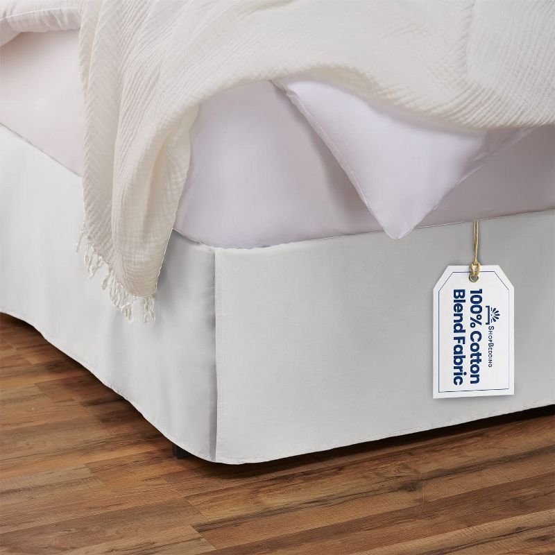 White Queen Cotton Blend Tailored Bed Skirt with Split Corners