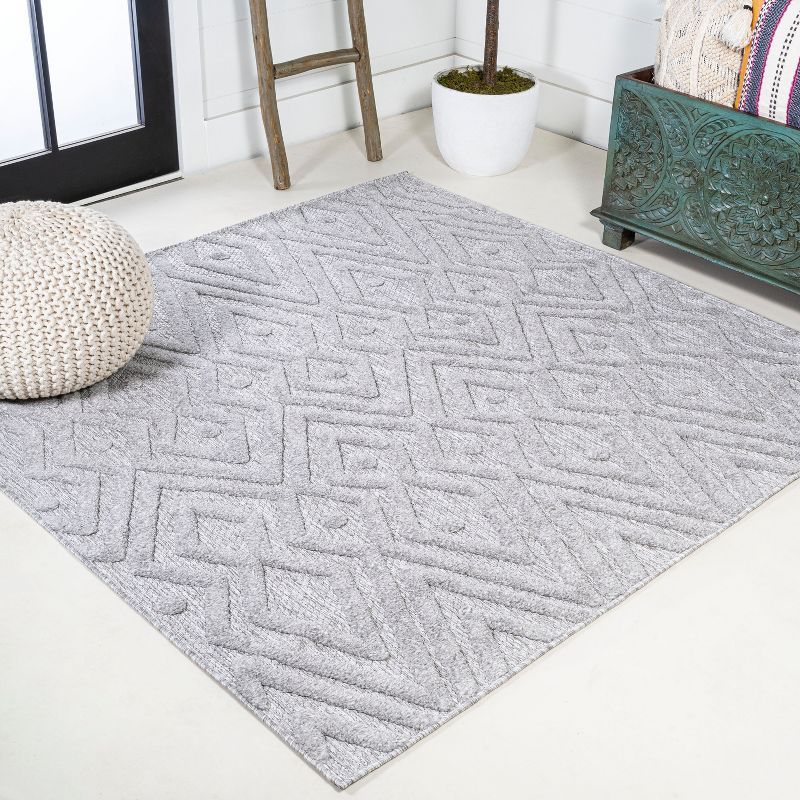 Handwoven Light Gray Moroccan Geometric 5' Square Area Rug