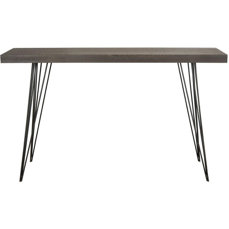 Transitional Dark Brown and Black Metal Console Table - 55"