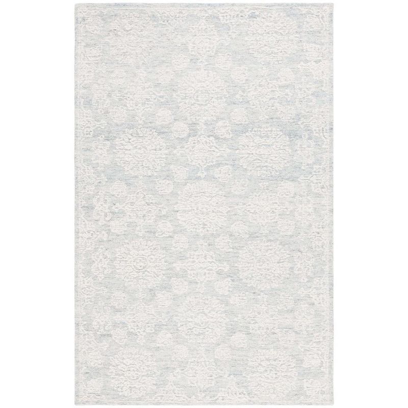 Ivory and Light Grey Hand-Tufted Wool 3' x 5' Area Rug