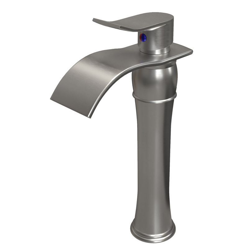 Brushed Nickel Waterfall Vessel Bathroom Faucet with Pop-Up Drain