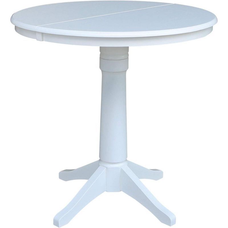 Elegant Round Extendable Wood Counter Height Table in White