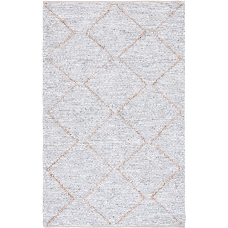 Gray and Natural Flat Woven Cotton Cowhide Area Rug