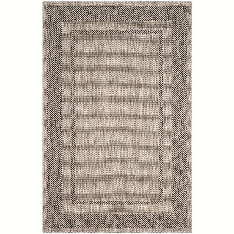 Beige and Black 9' x 12' Synthetic Indoor/Outdoor Area Rug
