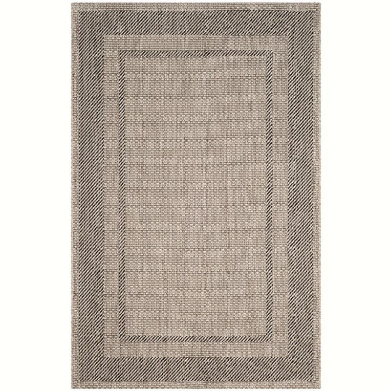 Gray and Black Rectangular Synthetic Outdoor Area Rug