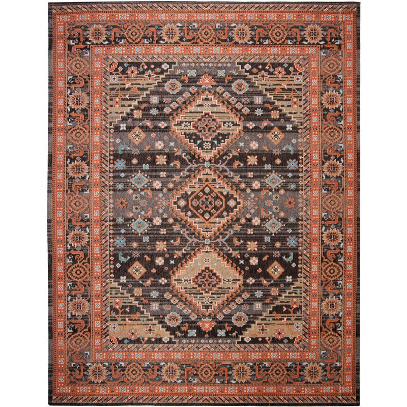 Urban-Mod Black and Rust 8' x 10' Flat Woven Cotton Area Rug