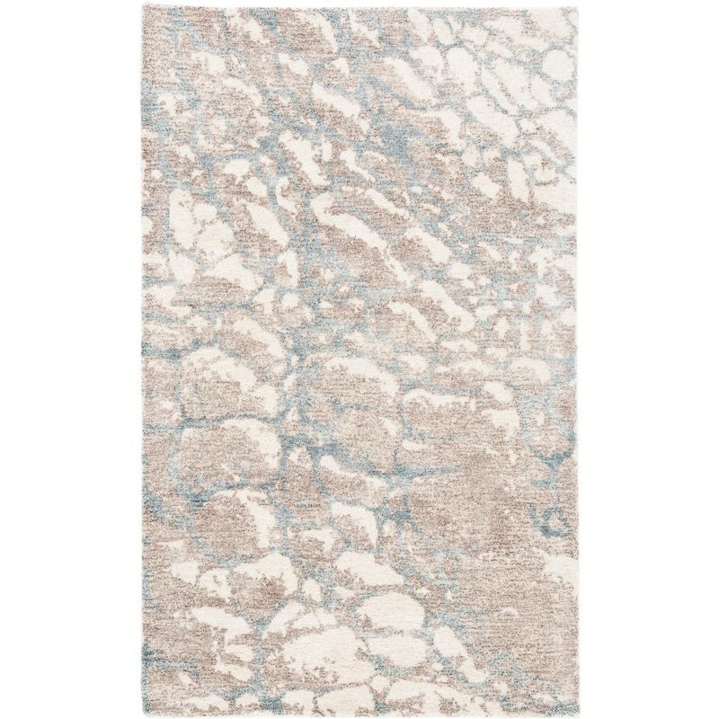 Handmade Light Brown and Ivory Wool Tufted Area Rug, 3' x 5'