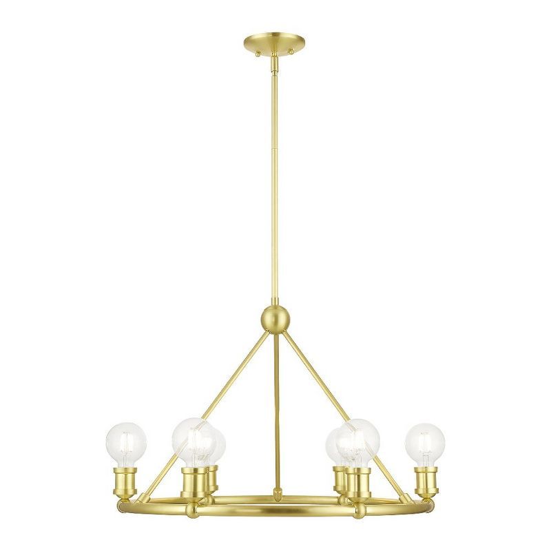 Satin Brass 6-Light Chandelier with Medium Base