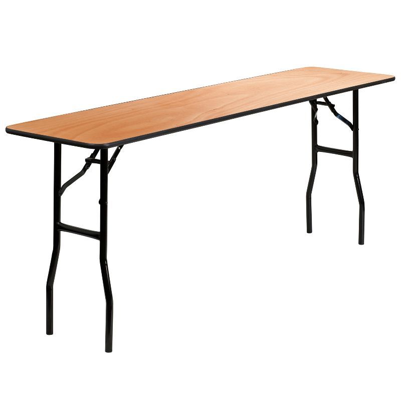 6-Foot Rectangular Medium Wood Folding Dining Table with Black Legs