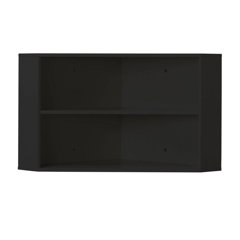 Black MDF Corner Floating Hutch with Shelves