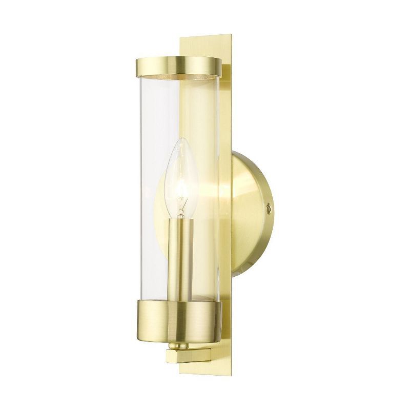 Castleton Modern Black and Satin Brass 1-Light Cylinder Sconce