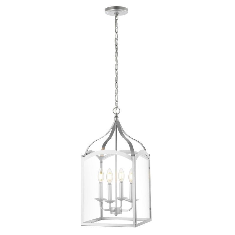 Ruth 4-Light Silver Glass LED Lantern Chandelier