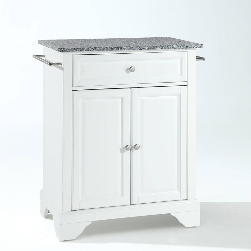 White and Gray Granite Top Portable Kitchen Island Cart