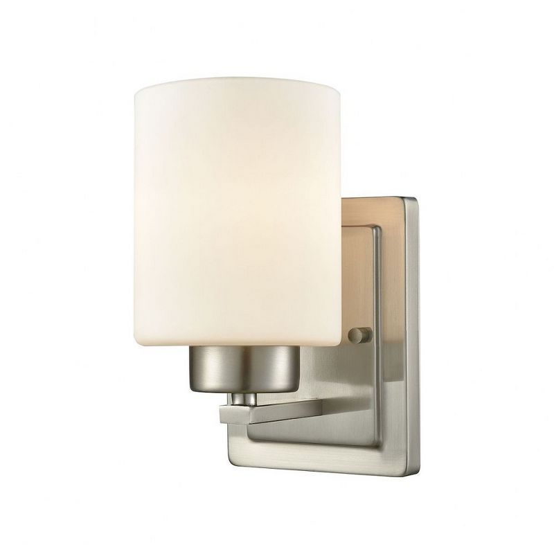 Summit Place Brushed Nickel 1-Light Vanity with Opal White Glass