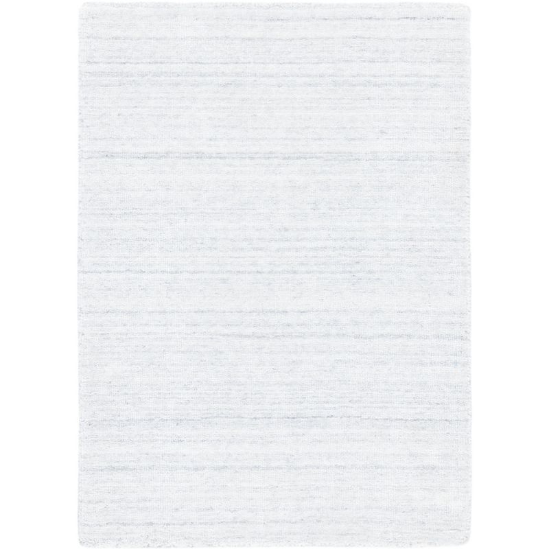 Light Grey Hand-Knotted Viscose Rectangular Rug 4' x 6'