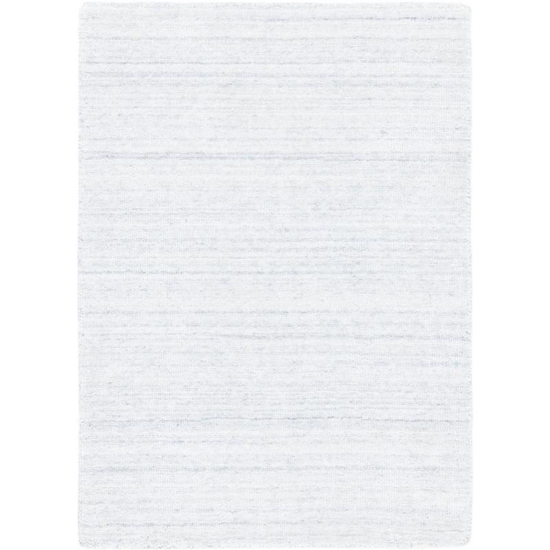 Light Grey Hand-Knotted Viscose Rectangular Rug 4' x 6'