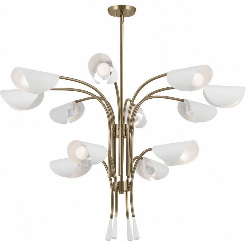 Champagne Bronze and White 12-Light Metal Chandelier