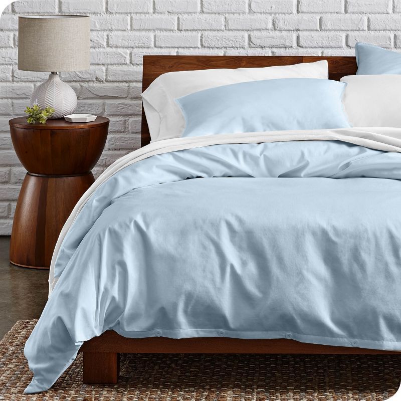 Winter Blue Organic Cotton Percale King/Cal King Duvet Cover Set