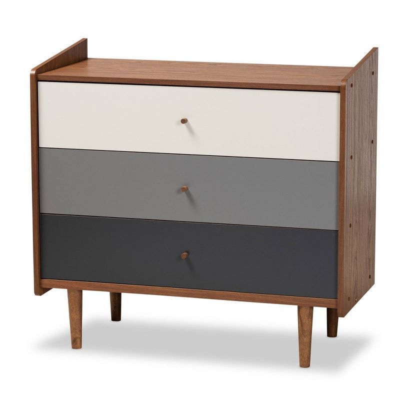 Halden Mid-Century Walnut and Gray 3-Drawer Chest