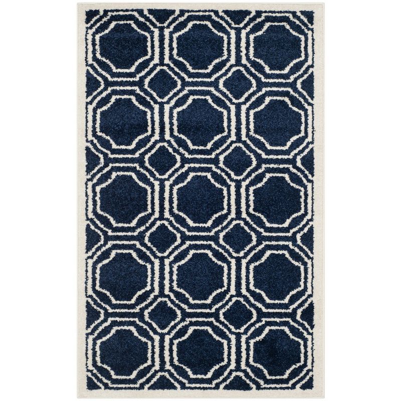 Elegant Gray Geometric 30" Synthetic Area Rug - Easy Care & Stain-Resistant