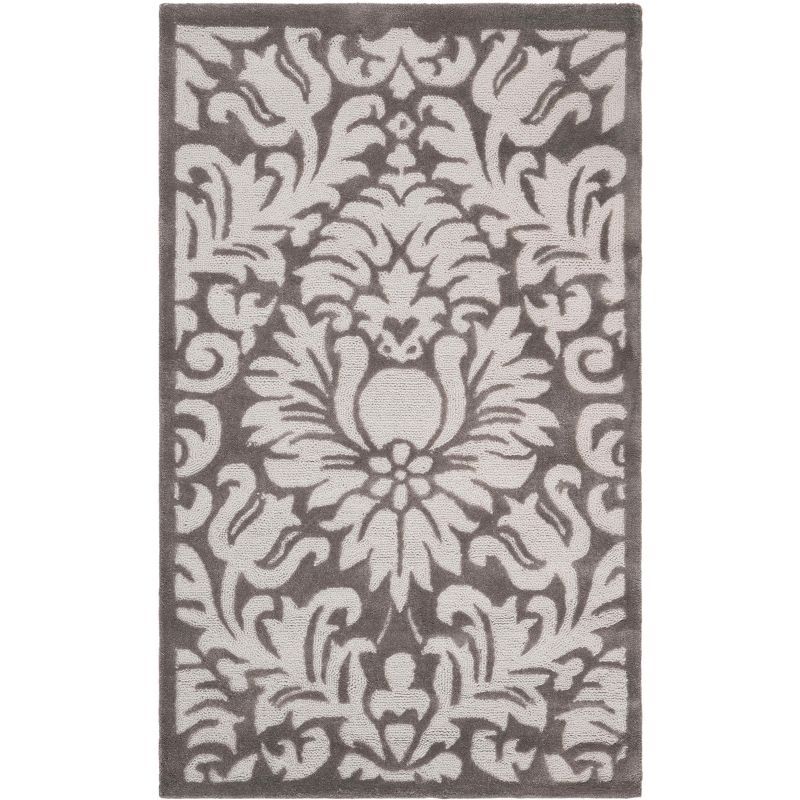 Stone and Gray Hand-Hooked Floral 3' x 5' Area Rug