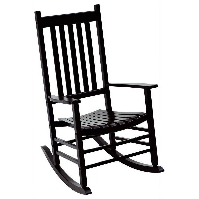 Black Hardwood Mission Style Outdoor Rocking Chair