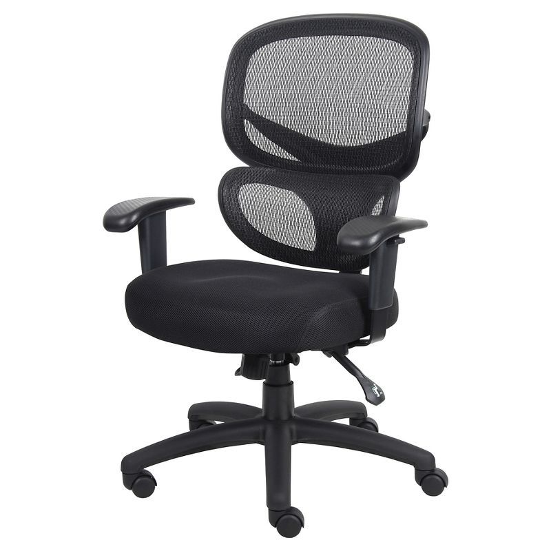 Black Mesh Adjustable Arms Swivel Office Chair