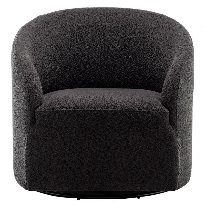 Dark Gray Boucle Upholstered Swivel Barrel Accent Chair