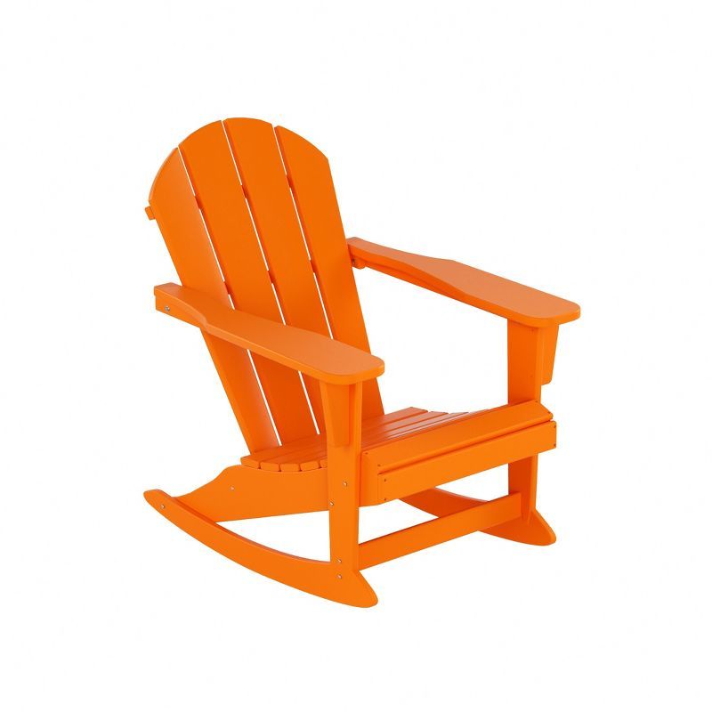 Orange Poly Lumber Outdoor Rocking Adirondack Chair