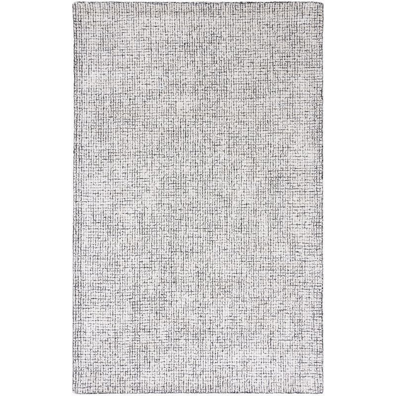 Handmade Abstract Ivory & Black Wool-Viscose 4' x 6' Area Rug