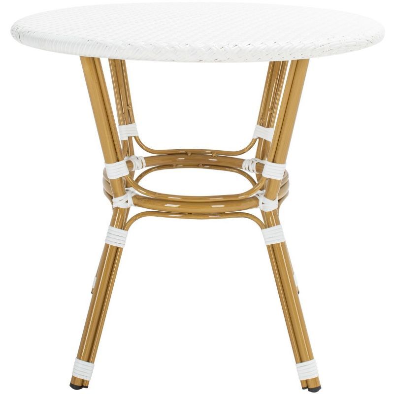 Sidford White Rattan Bistro Table with Dark Brown Wicker