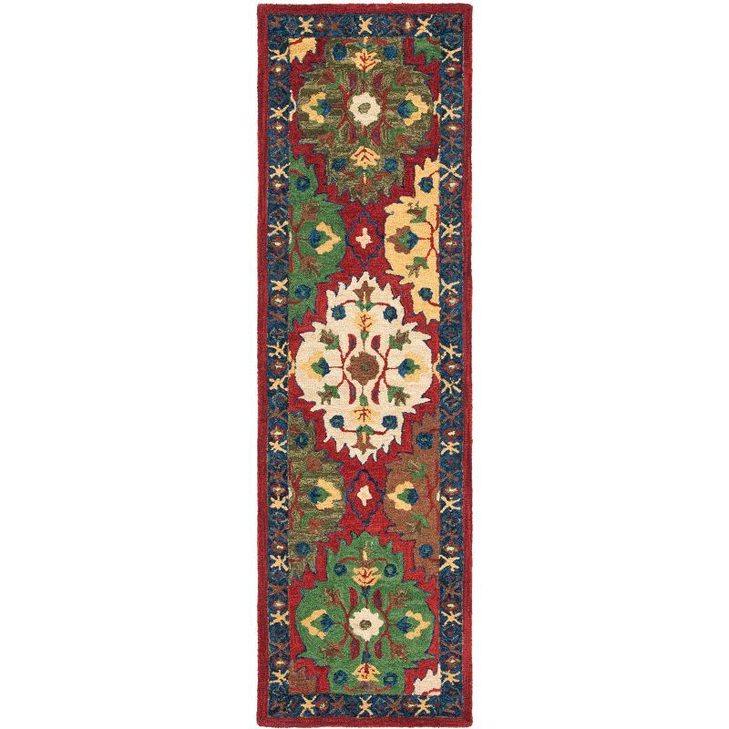 Heritage Red and Blue Hand-Tufted Wool Runner Rug