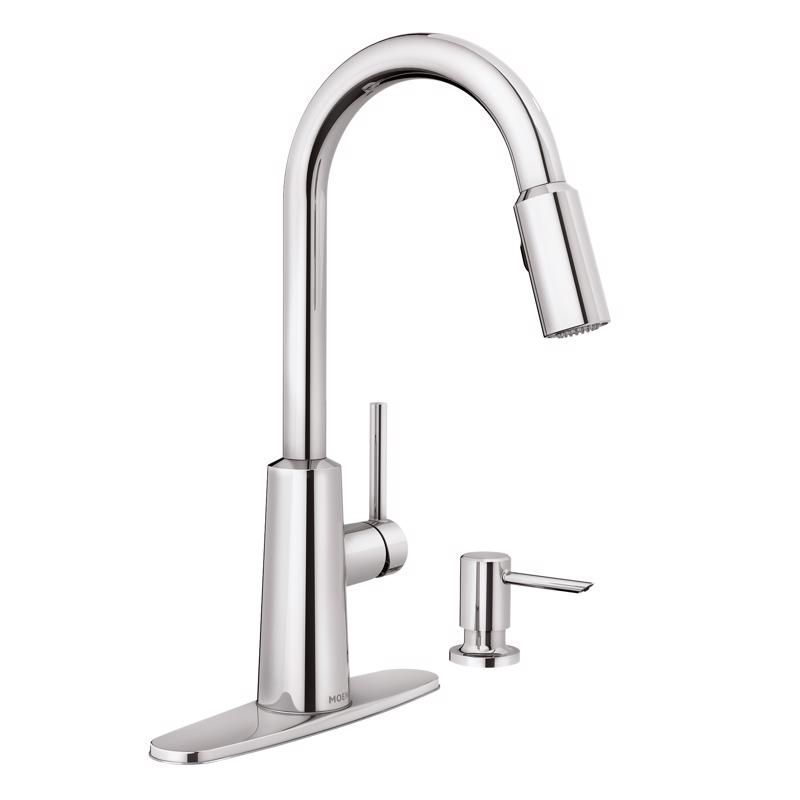 Chrome High Arc Pull-Down Kitchen Faucet with Soap Dispenser